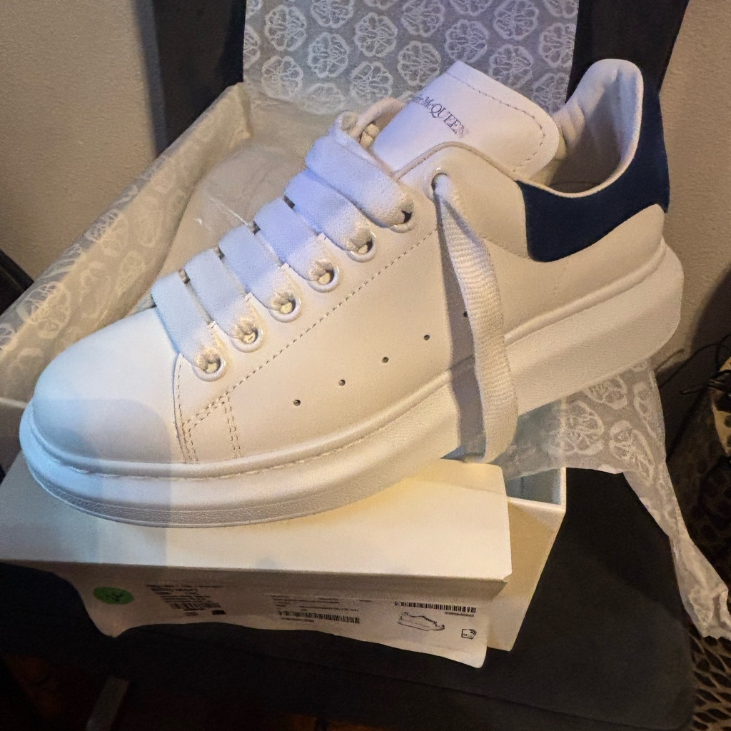 Alexander Mcqueen White And Paris Blue Sneakers Authentic Size 38
